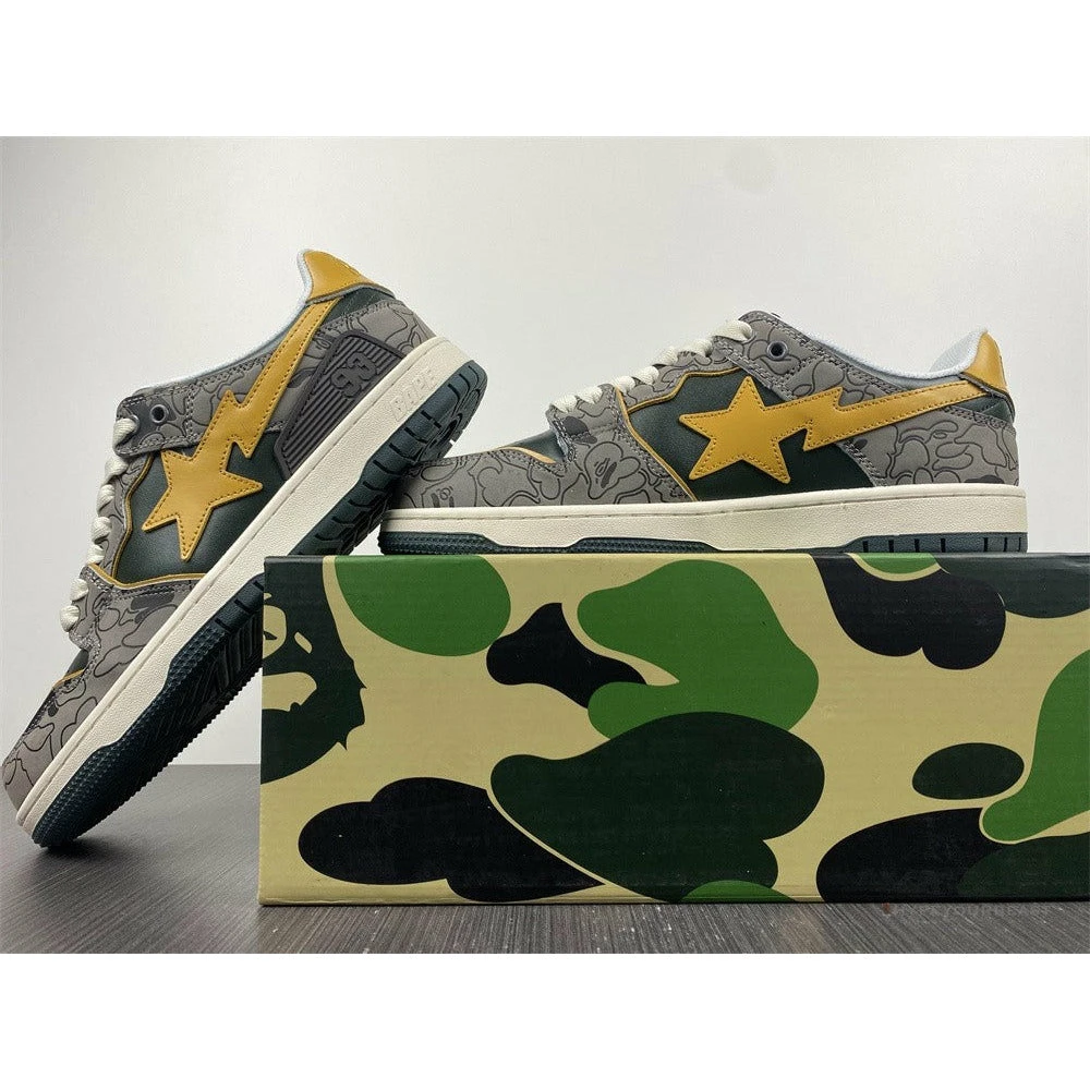 Bape Sta Low Top Sneakers ‘Grey Mustard Yellow’