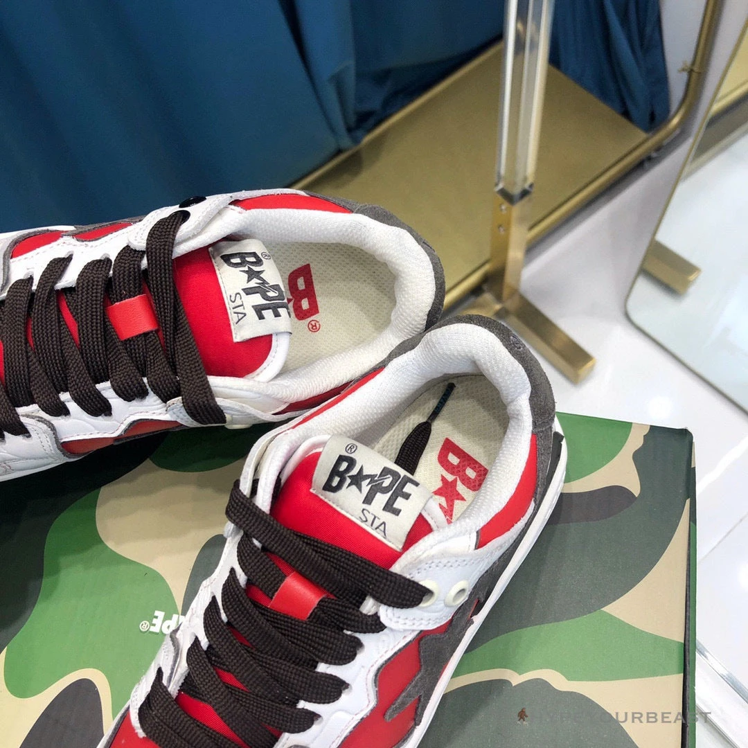 Bape Sta Low Top Sneakers Red Brown