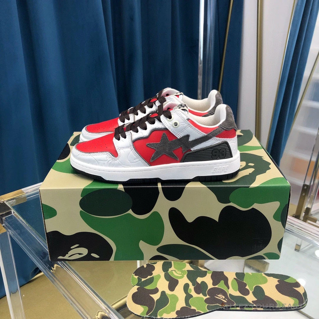 Bape Sta Low Top Sneakers Red Brown
