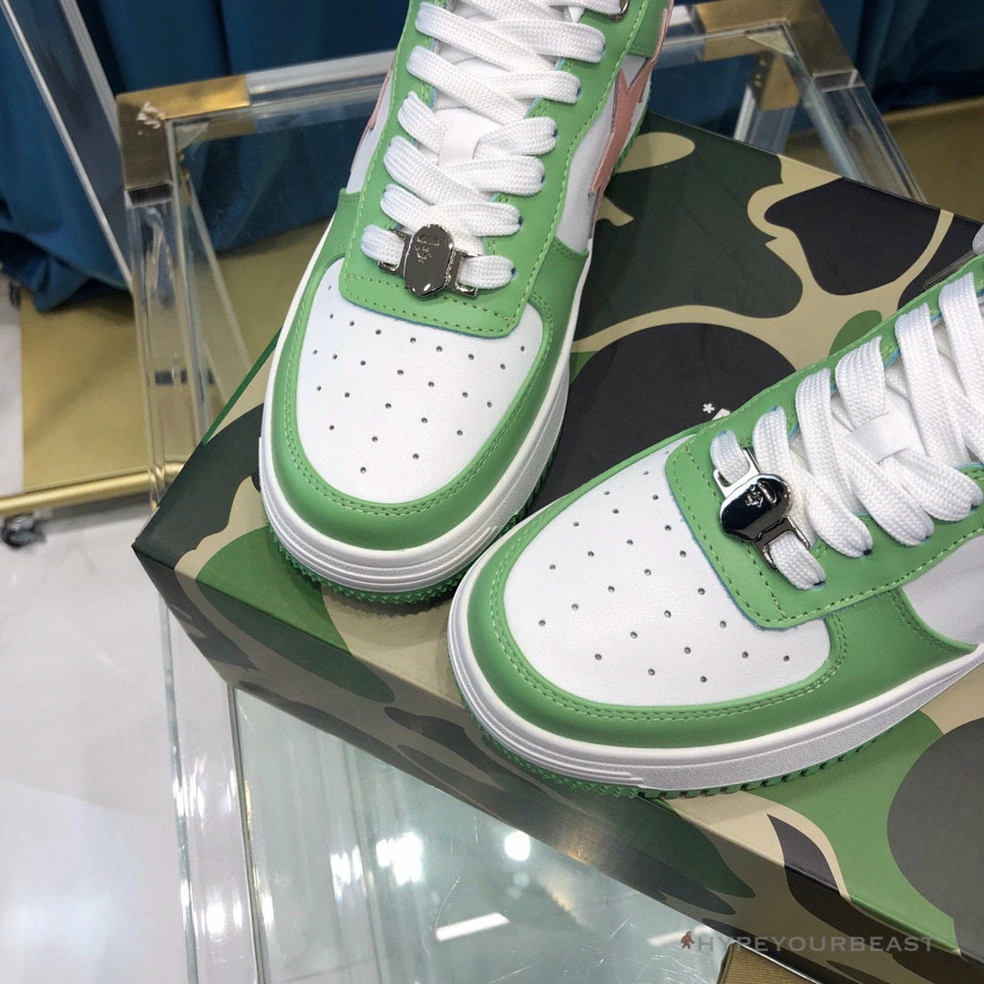 Bape Sta Low Top Sneakers Green Pink