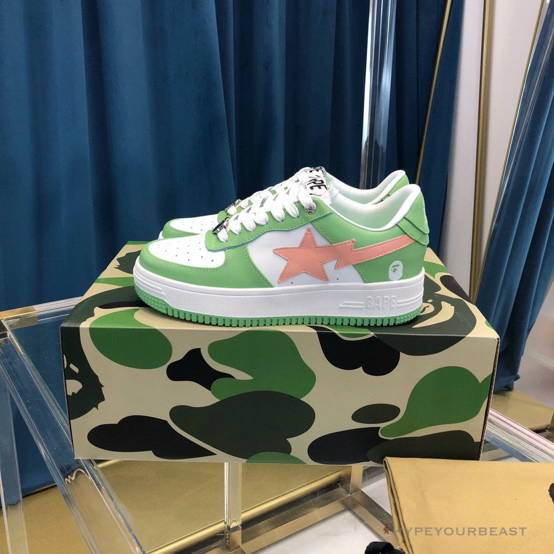 Bape Sta Low Top Sneakers Green Pink