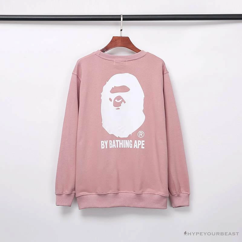 BAPE Behind The Great Ape-Man Head Long Sleeve Shirt ‘PINK’ Clothes