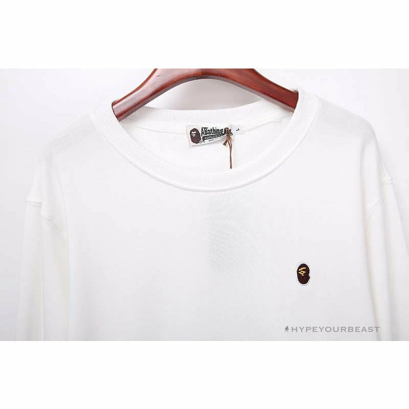 BAPE Classic Ape Head Embroidered Long Sleeve Shirt ‘WHITE’ Clothes
