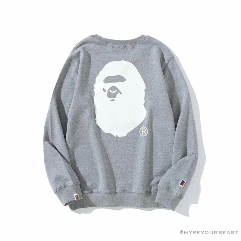 BAPE X RUSSELL ATHLETIC Joint Pullover Long Sleeve Shirt ‘GREY’