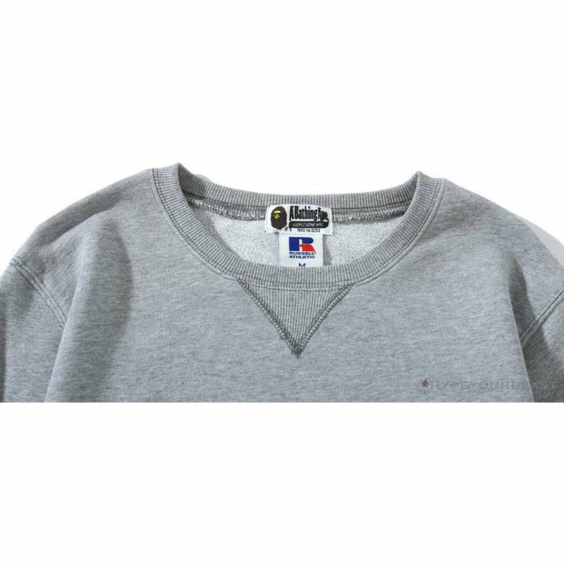 BAPE X RUSSELL ATHLETIC Joint Pullover Long Sleeve Shirt ‘GREY’