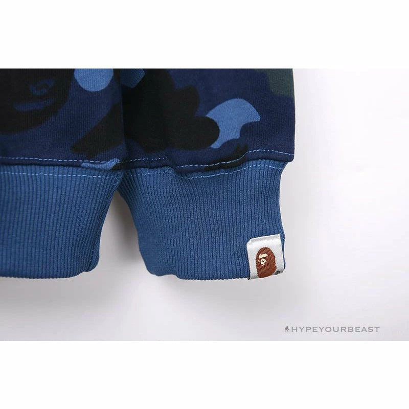 BAPE Classic Ape Head Embroidered Camouflage Long Sleeve Shirt ‘BLUE’