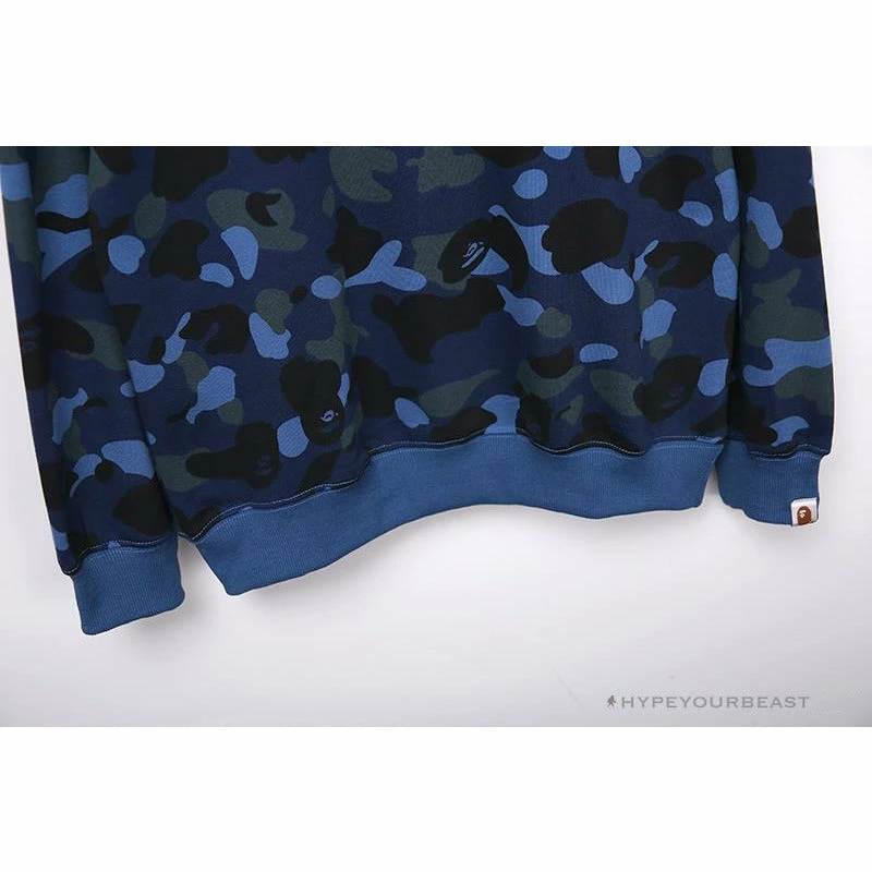 BAPE Classic Ape Head Embroidered Camouflage Long Sleeve Shirt ‘BLUE’