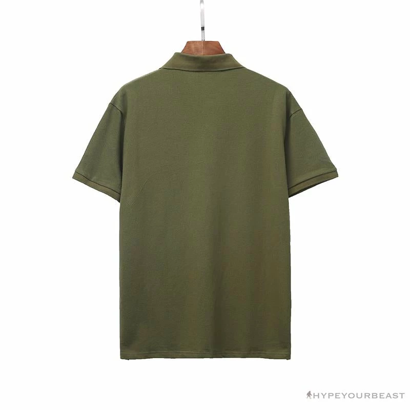 BAPE Classic Ape Head Print Versatile Polo Shirt ‘ARMY GREEN’