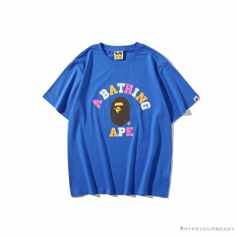 Clothes BAPE Little Ape Head Colorful Classic Tee Shirt ‘BLUE’