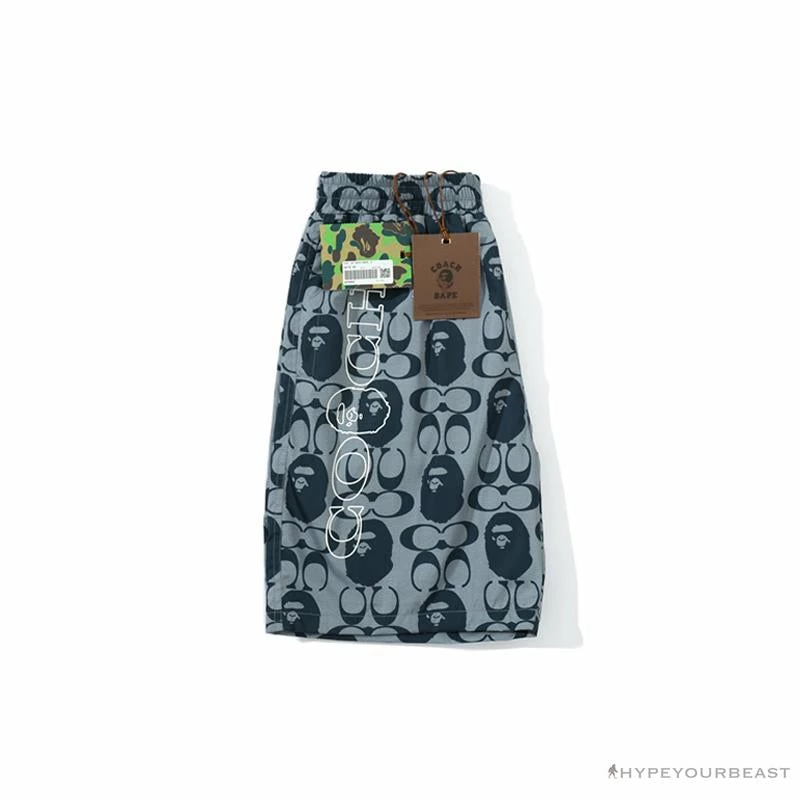 BAPE X COACH Co-Branded Grey-Blue Shorts Clothes