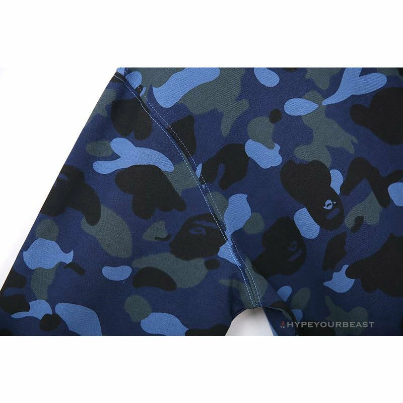 BAPE Classic Ape Head Embroidered Camouflage Long Sleeve Shirt ‘BLUE’
