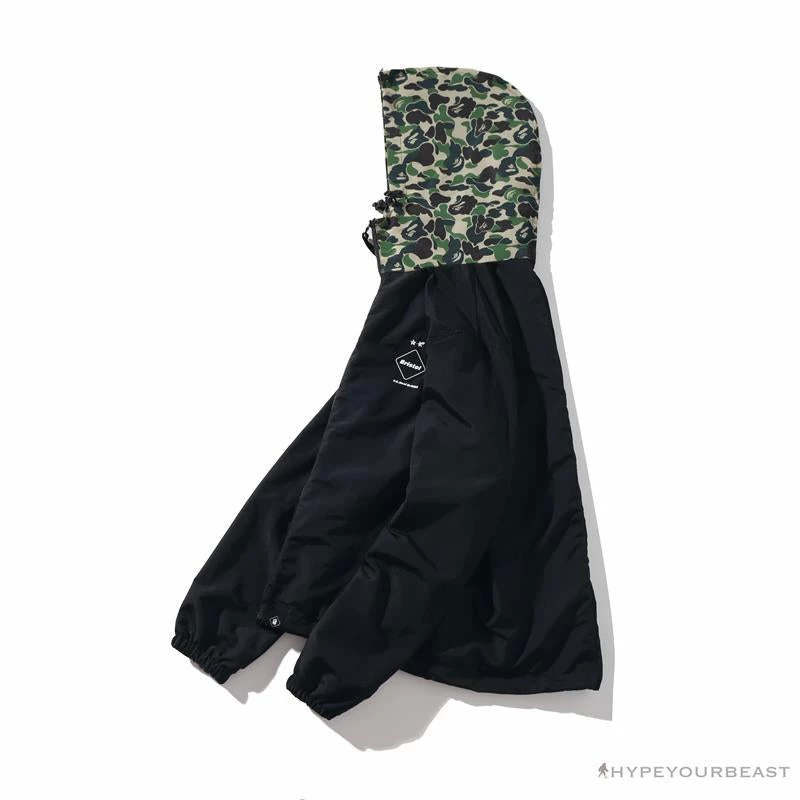 BAPE X FCRB Joint Double Zip Camouflage Hoodie ‘BLACK’ Clothes
