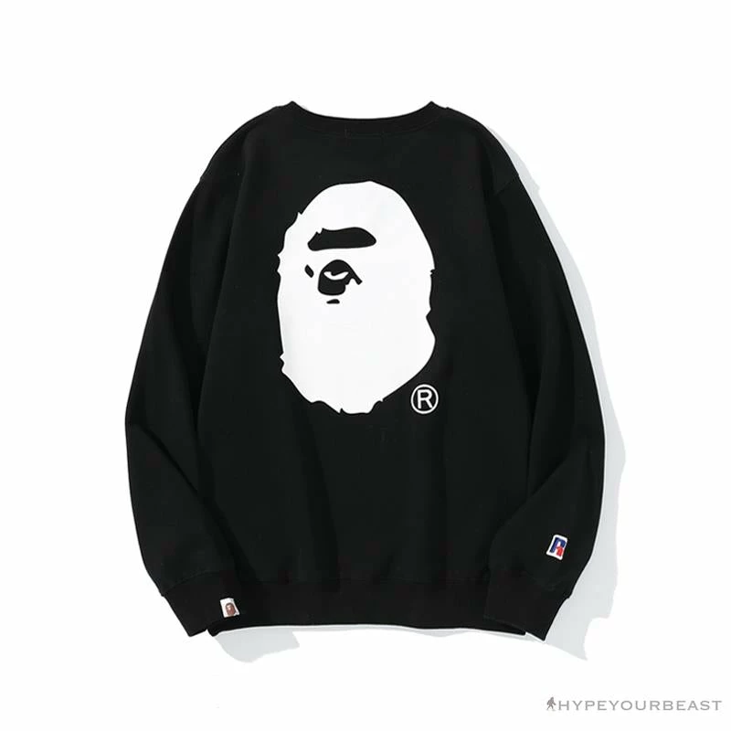 BAPE X RUSSELL ATHLETIC Joint Pullover Long Sleeve Shirt ‘BLACK’