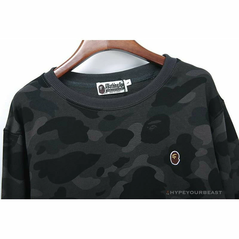 Clothes BAPE Classic Ape Head Embroidered Camouflage Long Sleeve Shirt ‘GREY’