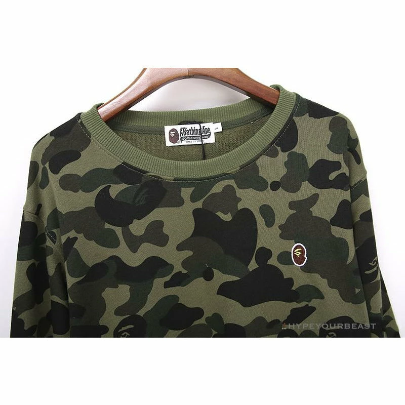 Clothes BAPE Classic Ape Head Embroidered Camouflage Long Sleeve Shirt ‘GREEN’