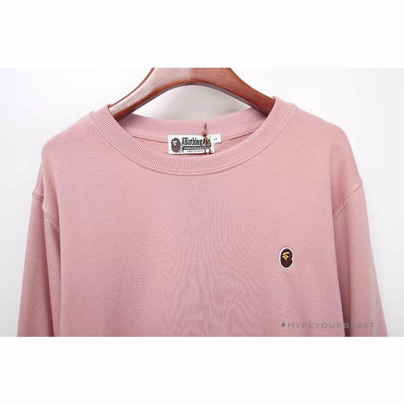 BAPE Classic Ape Head Embroidered Long Sleeve Shirt ‘PINK’ Clothes