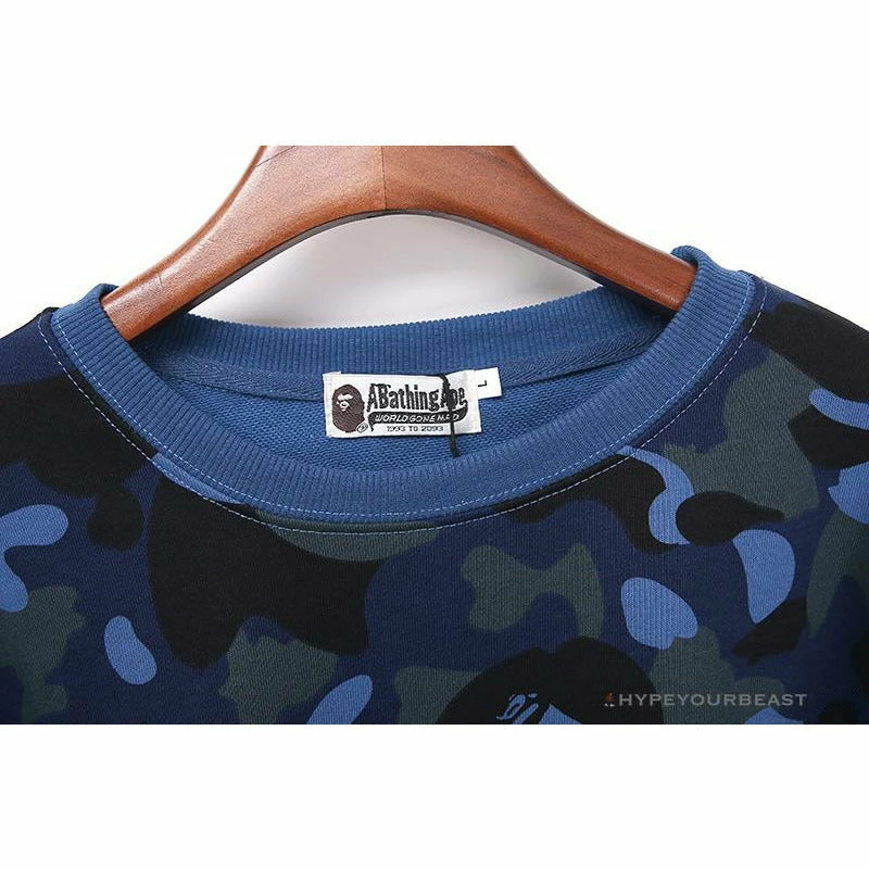 BAPE Classic Ape Head Embroidered Camouflage Long Sleeve Shirt ‘BLUE’