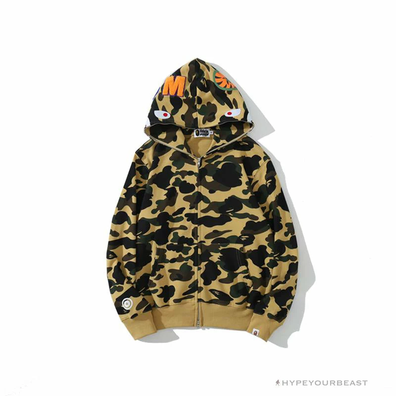 Clothes BAPE Camo Hoodie Shark Head ‘YELLOW’