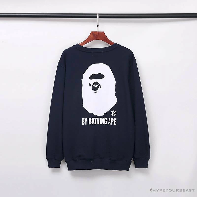 BAPE Behind The Great Ape-Man Head Long Sleeve Shirt ‘DARK BLUE’