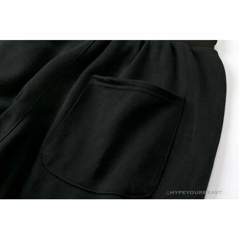 BAPE Classic Ape Head Embroidered Standard Cotton Terry Pants ‘BLACK’ Clothes