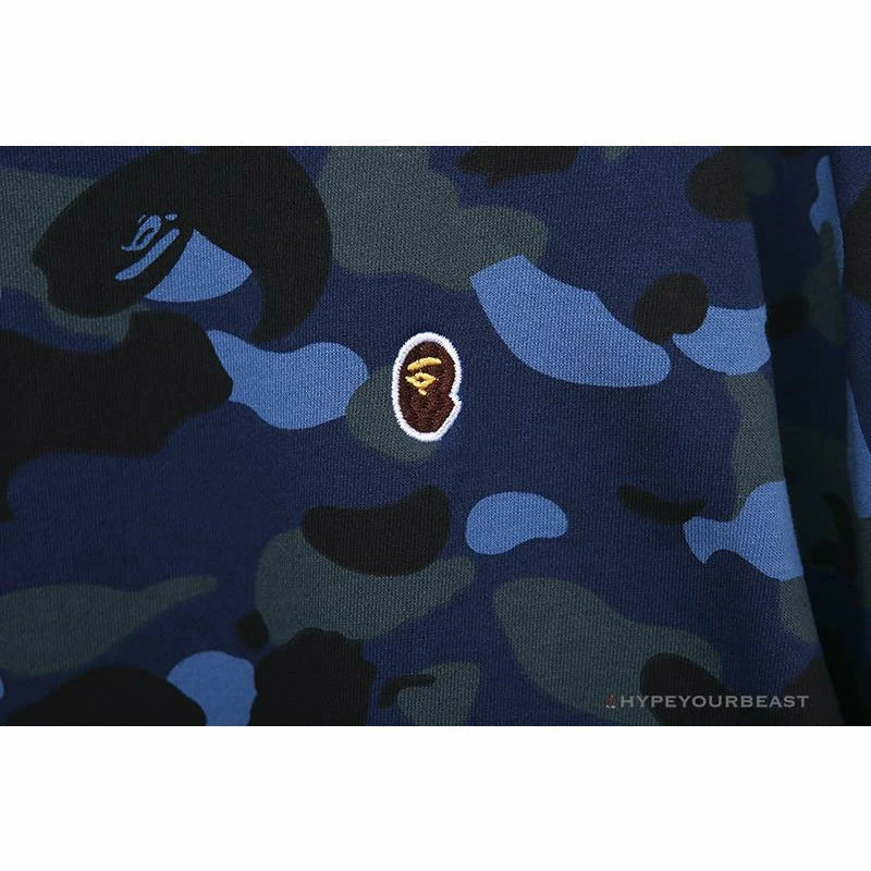 BAPE Classic Ape Head Embroidered Camouflage Long Sleeve Shirt ‘BLUE’